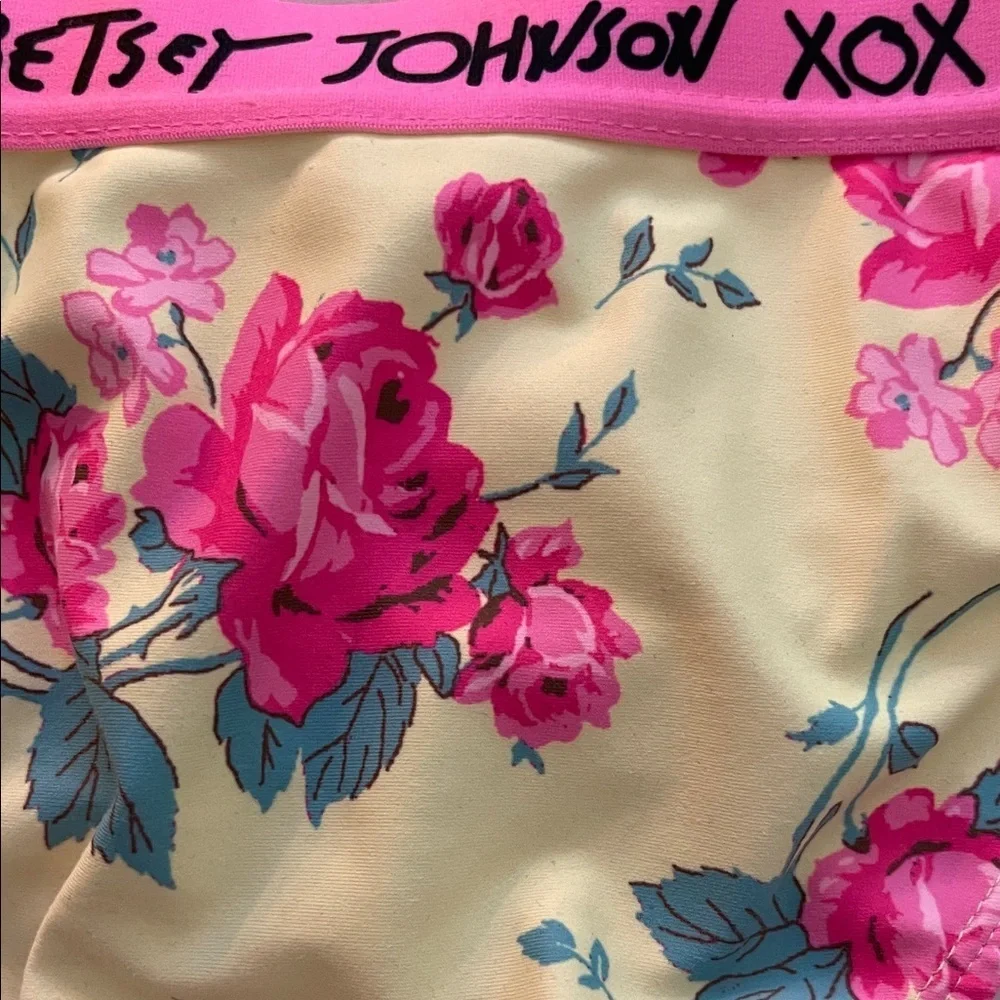 Betsey Johnson Pink Floral Yellow Swimsuit
